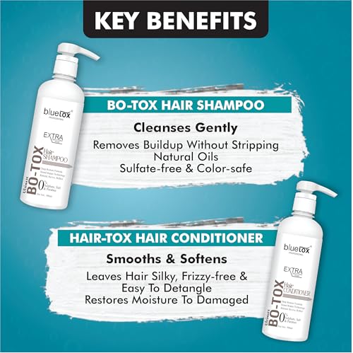 Image of HairTox shampoo and conditioner Combo with serum | sulfate and paraben free | Smoothens, Repairs & Adds Shine | HairTox Shampoo mask for Dry Damaged Frizzy & Chemically Treated Hair (500ML)