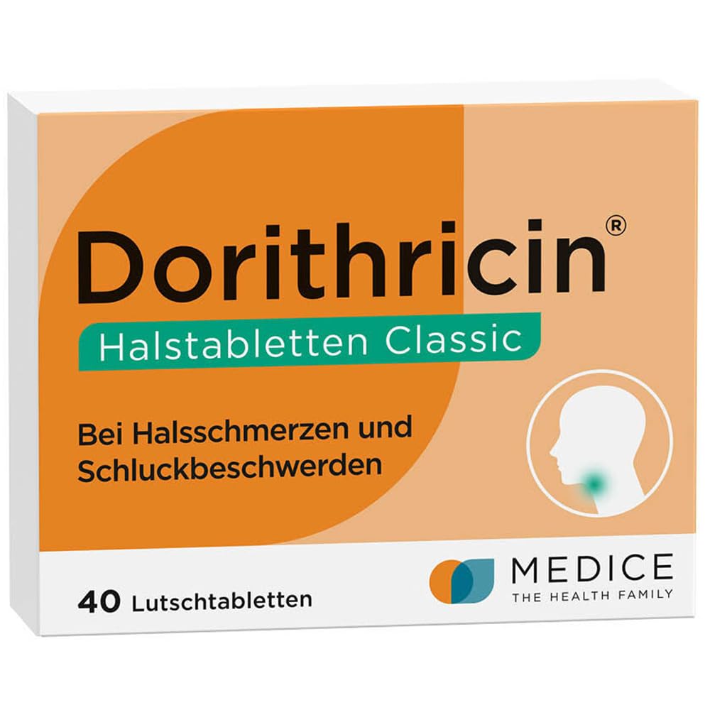 Dorithricin Halstabletten Classic 40 Lutschtabletten bei Halsschmerzen & Schluckbeschwerden - bekämpft Bakterien & Viren - Minzgeschmack - ab 2 J