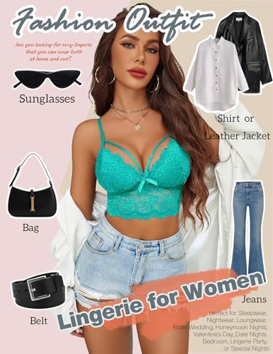 Image of Avidlove Lace Bralette for Women Lingerie Spaghetti Adjustable Strap Tank Camisole Crop Top