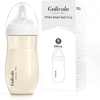 5 Months+ Breastfeeding Baby Bottle with Medium Flow Nipples, Anti Colic, BPA Free PPSU, 9 oz - Clear