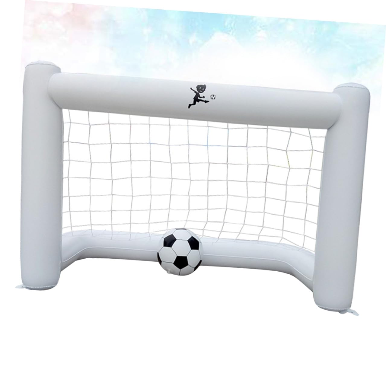 Porta da Calcio Gonfiabile 160cm Bianca in PVC con Rete e Pallone | Porta Gonfiabile Calcio per Picnic e Giardino, Pvc Leggero, Rete e 1 Pallone, per Parco e Scuola Sportiva