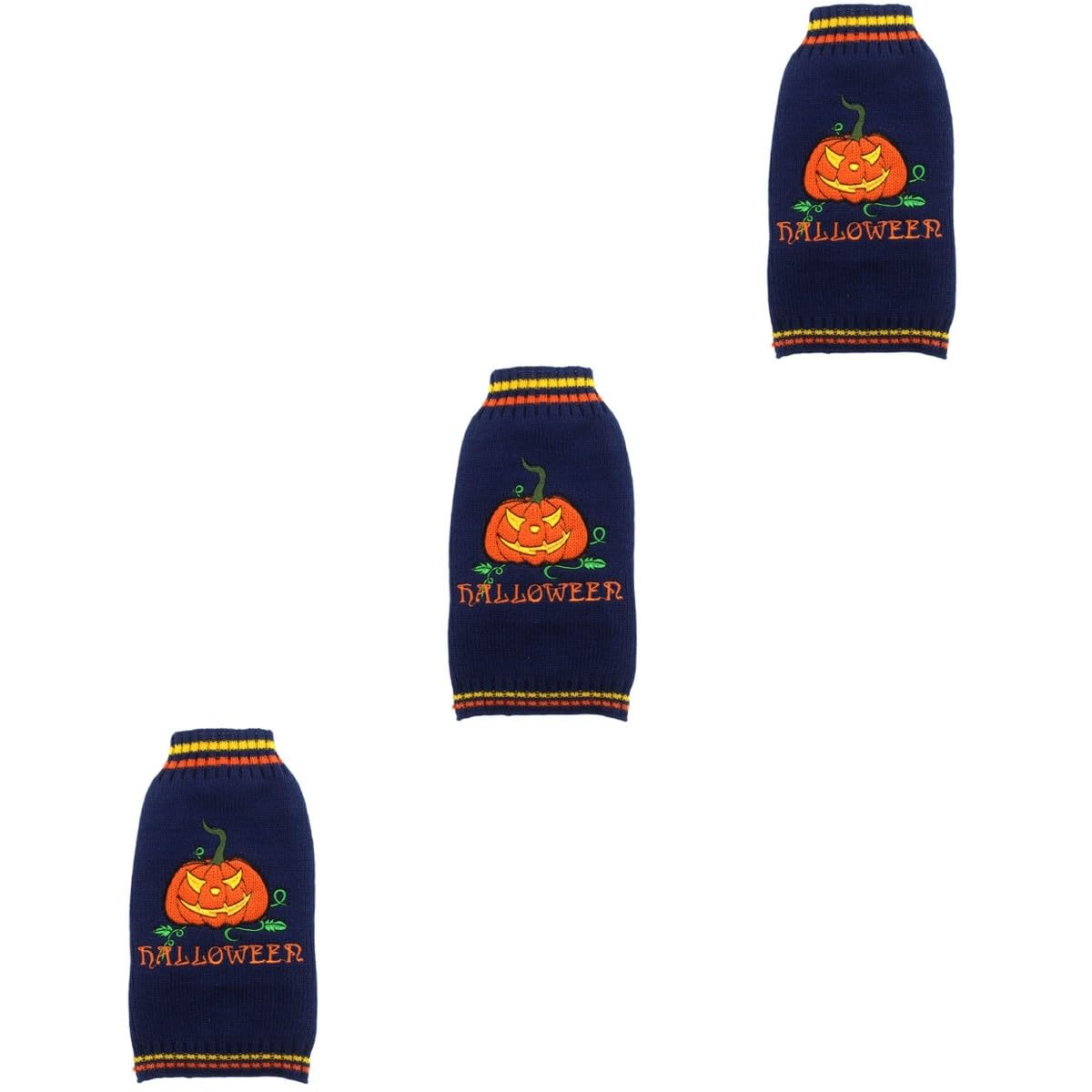 POPETPOP Lot De 3 Pulls Dhalloween pour Chien en Acrylique Tricoté pour Petit Animal De Compagnie Motif Citrouille Chauds Et Adorables Fermeture Facile
