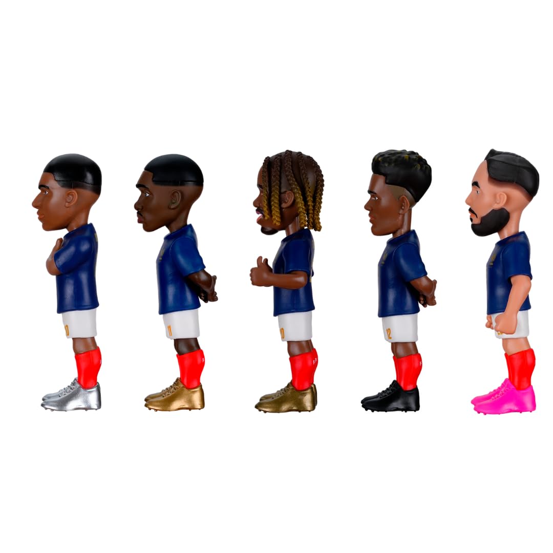 MINIX - Football Stars - Coupe du Monde - Pack - France - 5 Figurines - Figurine à Collectionner 7 cm (Mbappé, Dembelé, Barcola, Doué, Cherki)