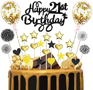 Happy 50th Birthday Cake Topper Rose Gold Glitter 50th Birthday Cake Topper Kit with Star Heart Paper Fan Confetti Balloon 23pcs Romantic Cupcake Topper for Women 50th Birthday Party Cake Decorations