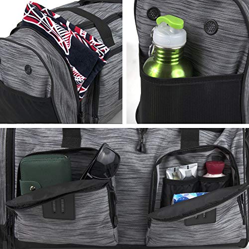 40 Liter Duffle Bag - 22 Inch Duffle Bag Extra Large Wide Open Multi Pocket Duffle Bags for Men and Women with Shoes Compartment (Heather Grey)