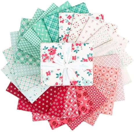 Riley Blake Berry & Sage Fat Quarter Bundle by Lori Holt Bee in My Bonnet and It’s Sew Emma | 21 Piece Precut Fabric Bundle | Vintage Floral, Calico & Plaid Cotton Fabric Bundle - 1