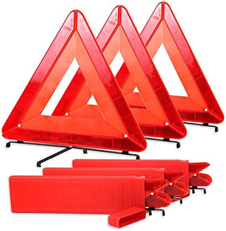 Bigetaige Warning Triangle DOT Approved 3PK, Reflective Warning Road Safety Triangle Kit