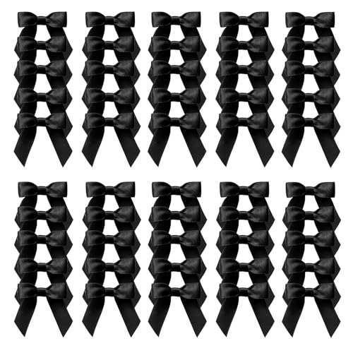 MORSUNBELA Lazos negros decorativos para boda, regalo de cumpleaños, comunión, 50 unidades, pequeños