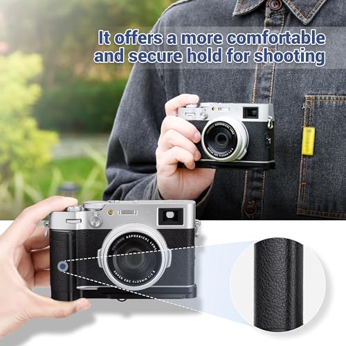 Updated X100V Metal Hand Grip, L Bracket for Fuji Fujifilm X100V Camera (Not for X100VI), Three 1/4