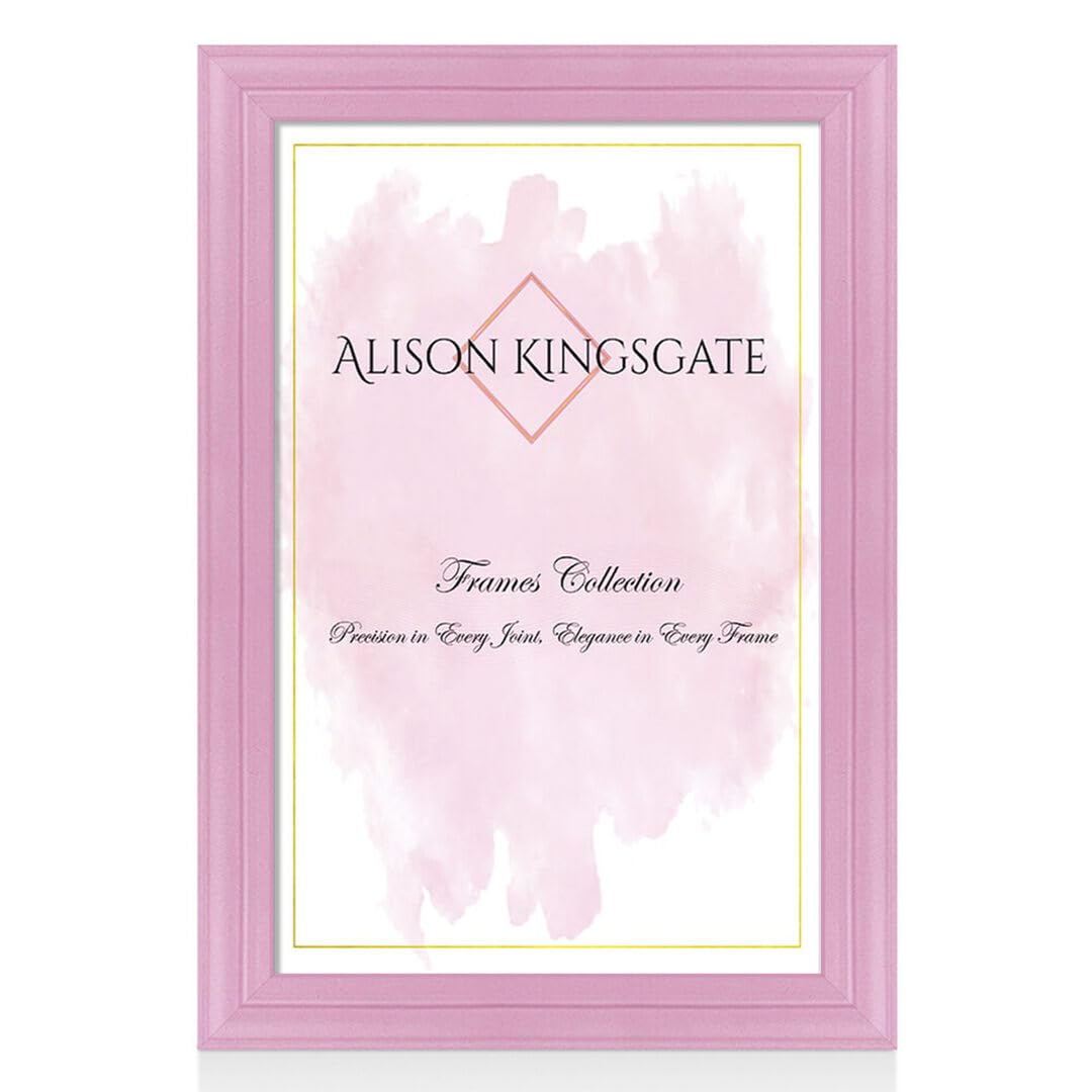 Alison Kingsgate Pink Classic 6X8 Photo Frame-Engineered Wood Picture Frames With Shatterproof Perspex - Ideal For Certificates & Artwork-Wall Mount Or Tabletop - Multiple Sizes & Colours Available