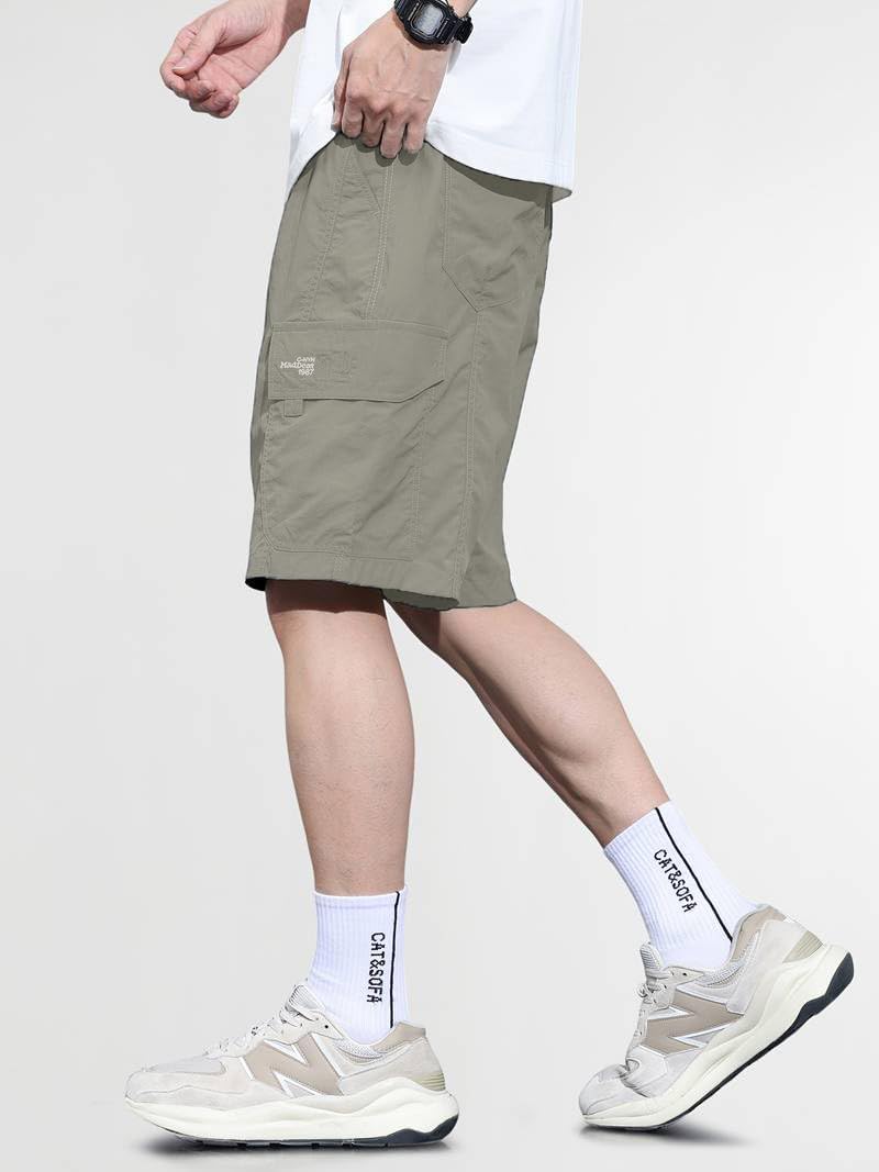 Men's Cotton Cargo Shorts with Multi Pockets, Lightweight Casual Outdoor Shorts for Men with Elastic Waist with Drawstring for Hiking, Camping and Daily Wear image 3