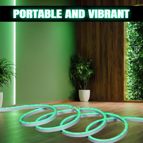 Image of DOJI 5 Meter neon Light Strip | Waterproof led Strip Lights for Decoration | neon Strip Light for Customized Name | Rope Light for Indoor, Outdoor, Gaming Room, Tv (Green)