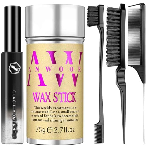 5pcs Hair Styling Kit: Non-Greasy Hair Wax Stick, Flyaway Finishing Stick & 3pcs Slick Back Hair...