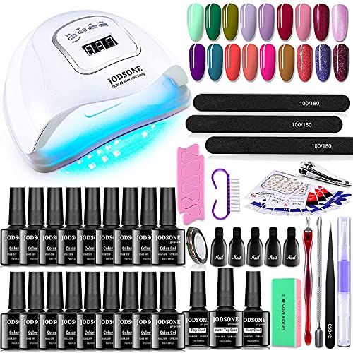 JODSONE 18 Colors Gel Nail Polish Kit with uv light, gel nail kit soak off gel polish