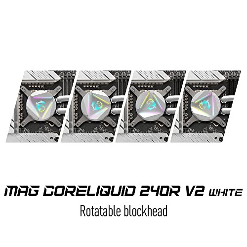 Image of MAG CoreLiquid 240R V2 White - AIO ARGB CPU Liquid Cooler - Rotating Cap Design - LGA 1700 Ready - 240mm Radiator - Dual 120mm ARGB PWM Fans