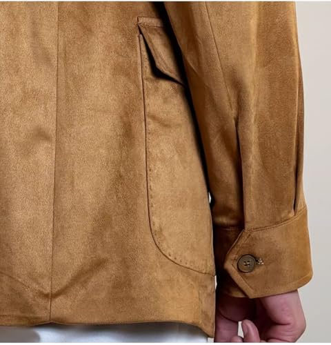 Mens Vintage Hunting Trucker Suede Jacket Men Faux Suede Jackets Blazer with 4 Workwear Pockets3
