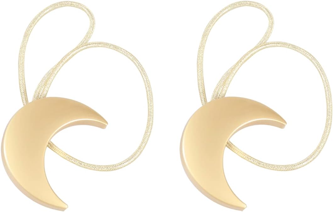 Magnetic Curtain Tiebacks Alloy Moon Curtain Holdbacks Silver/Gold Curtain Tie Backs Curtain Clips Ropes -Set of 2