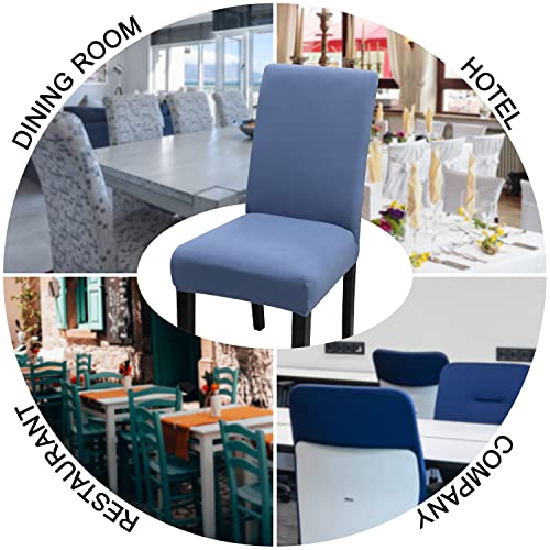 Jqinhome 6 Pcs Dining Chair Slipcover,High Stretch Removable Washable Chair Seat Protector Cover For Home Party Hotel Wedding Ceremony (Gray Blue) #TOP7