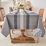 Kiatuniya Tischdecke Abwaschbar Grau Tischdecken 140x100cm Modern Streifen-Muster...