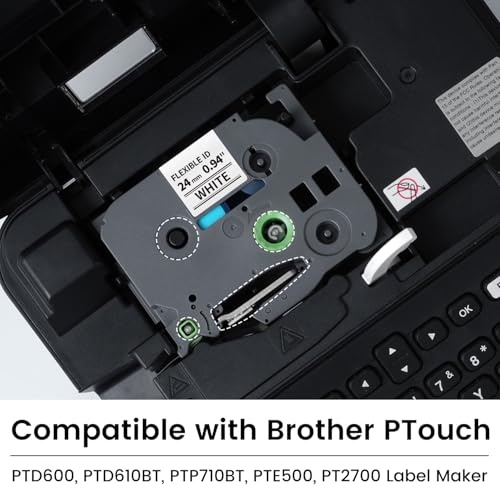 Image of Label KINGDOM TZe-FX251 1 inch Flexible-ID Tape Compatible with Brother Ptouch (Pack of 2)
