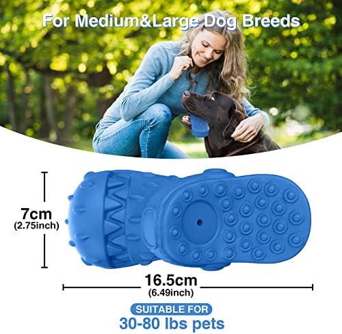 RUXAN Dog Chew Toys for Aggressive Chewers - Indestructible Squeaky Interactive Toys with Milk Flavor, Natural Rubber Dog Toy for Small/ Medium/ Large Dogs Chew Chase and Fetch