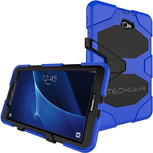 TECHGEAR G-SHOCK Case fits Samsung Galaxy Tab A 10.1" (SM-T580 Series) Tough Rugged Heavy Duty Armour Shock Proof Long Survival Protective Case with Detachable Stand - Kids Work School Builders Case