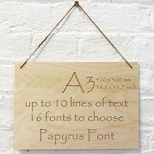 Cutncraft Designs Personalised Wooden Sign Plaque Custom Made Wall Door Hanging Gift Idea A5 21x15cm (8.2"x5.9") in Caviar Dreams Font