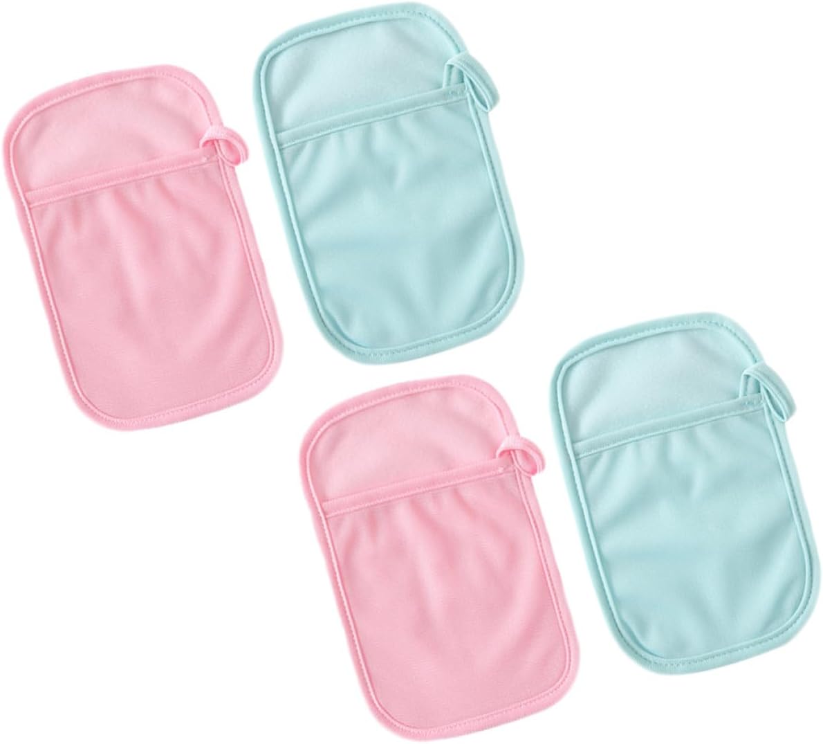 4Pcs Bath Mitt with Thumb Ring Dual-Sided Cotton Bath Rubbing Towels for Newborns and Adults Lightweight and Portable Shower Washcloths for Home and Travel Bathing Random Color