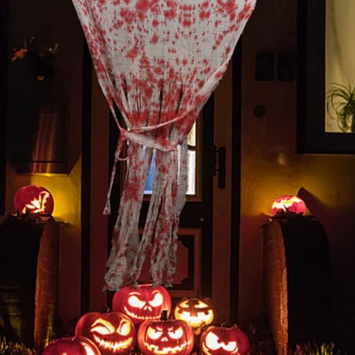 Miniatura 4 de Gwawg Cortina De Puerta De Halloween Con Estampados Sangrientos, 39 X 65 Pulgadas, Tela Espeluznante Y Sangrienta, Accesorios De Decoración De Puerta De Casa Embrujada Para Entrada De Fiesta De