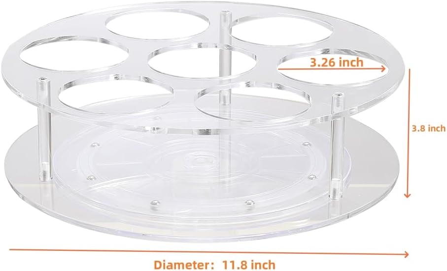 IEEK Large Rotating Coffee Syrup Organizer 7 Bottles Clear Acrylic Coffee Syrup Rack for Countertop Syrup Bottle Holder Stand With Anti Slip Pad for Coffee Bar Station,Turntable Wine Display Tray