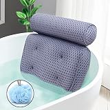 Bath Pillow for Tub Ergonomic Non-Slip Bathtub Pillow with Upgraded 4D Air Mesh Technology and 6 Non