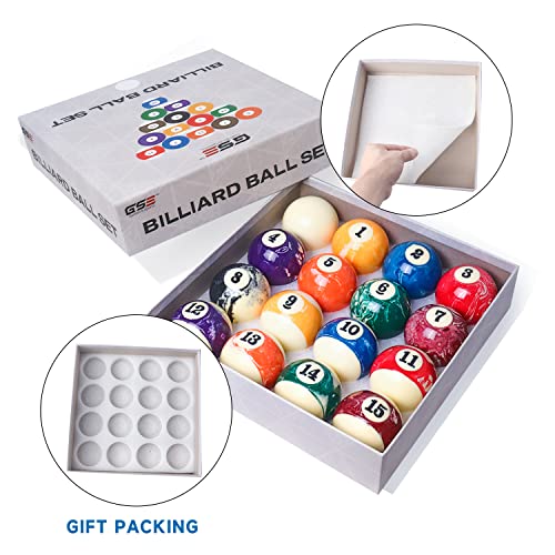 Gse 2 1/4-Inch Professional Regulation Size Billiards Pool Balls Set, Standard Set Of 16 Marble Swirl Style Pool Balls For Billiard Table, Pool Table Accessories #TOP3