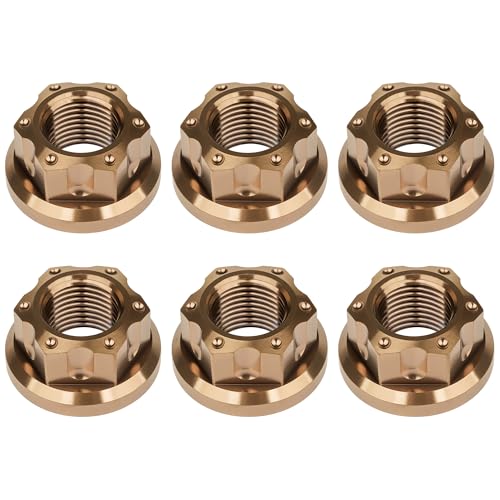 Image of Titanium M6 M8 M10 M12 M14 M16 Flange Bolt Nut Bicycle Motorcycle Rear Axle Car Modification Accessories Pack of 6 (M14 Pitch 1.5mm, Bronze)