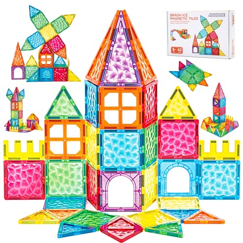 42-Piece Magnetic Tile – Montessori and Sensory Toys for Toddlers – Magnetic Tiles for Kids Ages 3-8