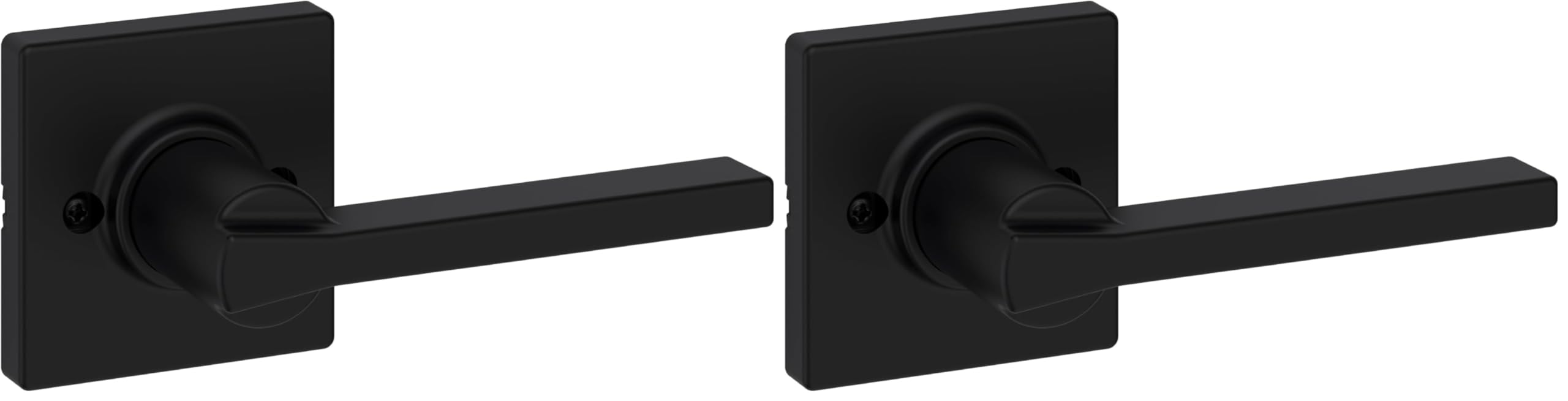 Kwikset Casey Dummy-Door Handle,Single Sided Lever for Closets,French DoubleDoors,and Pantry,Matte Black Non-Turning Reversible Interior Push/Pull Lever, with Microban Protection (1 Count)(Pack of 2)