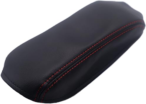 Car Armrest Car Center Console Armrest Box Cover Microfiber Leather with Red Stitching Protection Pad, for Corolla 2014-2017
