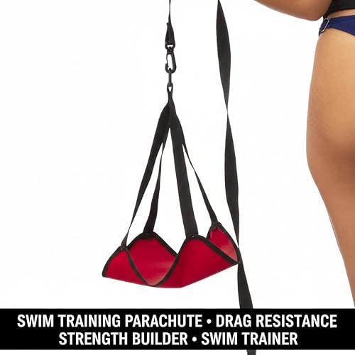 Miniatura 5 de Paracaídas de natación - Equipo de entrenamiento de resistencia, diseño de múltiples tiempos, correa de nailon duradera, cinturón de algodón