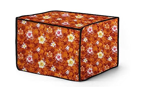 Image of The Furnishing Tree PVC Waterproof Microwave Oven Cover compatible for Morphy Richards 23 L Convection 23MCG Floral Pattern Orange