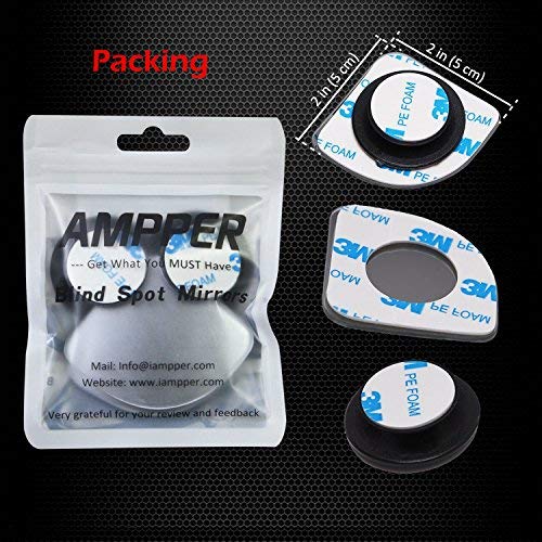 Fan Shape 360 Degree Rotate Sway Adjustabe Blind Spot Mirrors, Ampper Hd Glass Convex (Low Curvature) Frameless Stick On Lens (Pack Of 2) #TOP3