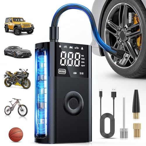 Image of Nilight Tire Inflator Portable Air Compressor Battery Rechargeable 12VDC 150PSI Cordless Auto Shutoff w /Digital Pressure Gauge 2X Faster Inflation Pump for Car Motorcycle ATV UTV Bike