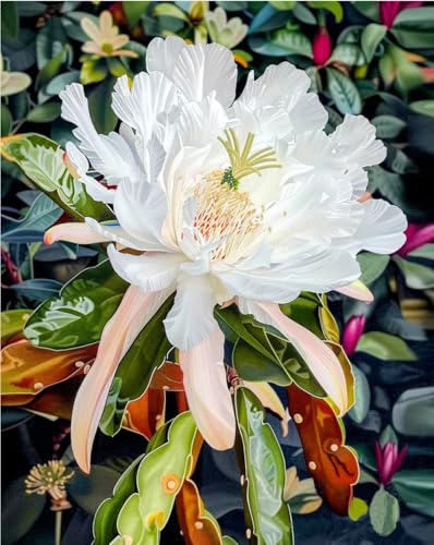 Artmaple Floral Paint by Number for Adults Beginner Students Canvas ONLY,Festival Gifts,DIY Acrylic Painting Kit for Room Decor (Epiphyllum 16x20)