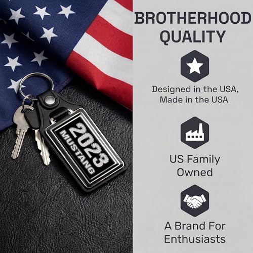 Image of Brotherhood Car Key Chain for Mustang - Classic Models Keychain for Men and Women Gift Key Ring