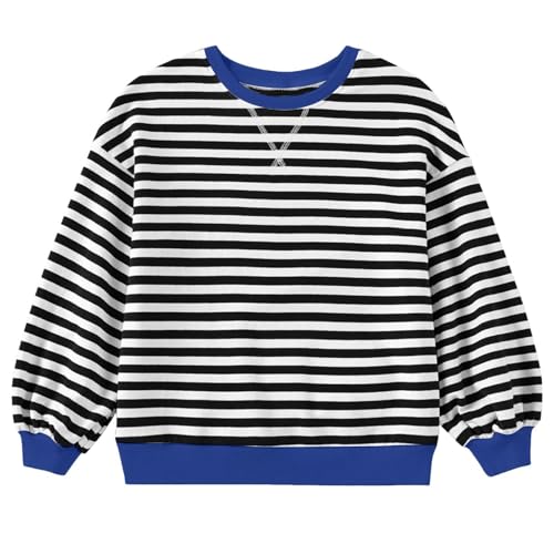 Kids Girls Thickened Fall Sweatshirts Long Sleeve Round Neck Striped Athletic Casual Toddler Girl Tops Tees Clothes