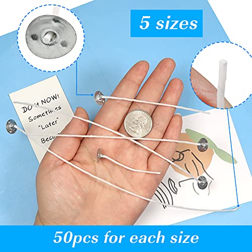 Tuuxi 250 Piece Natural Candle Wicks Low Smoke Pre-Waxed With Base Cotton Core Wick For Candles Diy Making Kit 2 4 6 8 10 Inch #TOP2