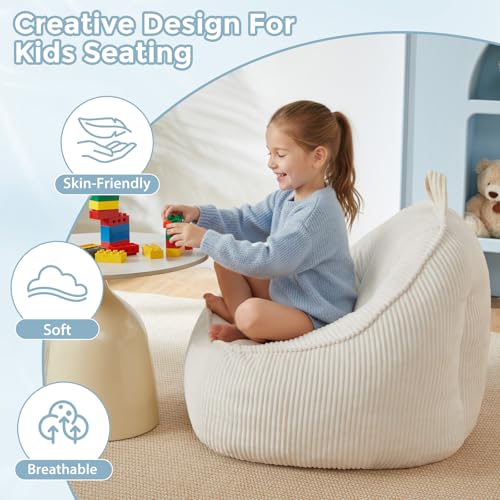 HUGHEAVEN Bean Bag Chair for Kids, Soft Bean Bag Seat for Reading, Beige - image 3