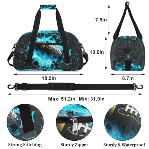 Football Kids Duffle Bag, Overnight Weekender Bag Travel Duffle Bag Carry-On Tote for Swim Sport Gym Bag for Boys Girls2