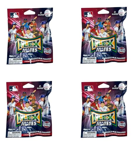 Teenymates Party Animal Flexmates 2025 Series 1 MLB Figures Blind Bags Gift Set Party Bundle - 4 Pack