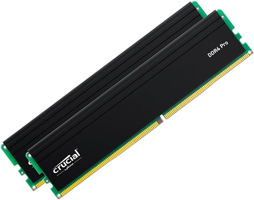 Crucial Pro 64GB DDR4 RAM Kit (2x32GB), 3200MHz (or 3000MHz or 2666MHz) Desktop Memory, Compatible with Intel and AMD Ryzen - CP2K32G4DFRA32A