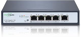 Fastcabling 5-Port 90W 802.3bt PoE++ Switch, IEEE802.3 at/bt, High Power Out Ports, Gigabit Ethernet, 180W Power Budget, Unmanaged Switch, Plug-and-Play, Desktop/Wall Mount