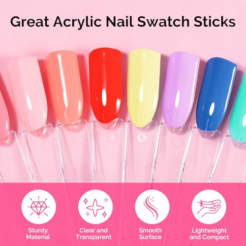 Image of MelodySusie 100 Pcs Nail Swatch Sticks with Ring, Clear Swatches for Gel Polish, Transparent Acrylic Practice Tips, Suitable for Displaying Colors, Training Nail Art for Beginners and Professionals